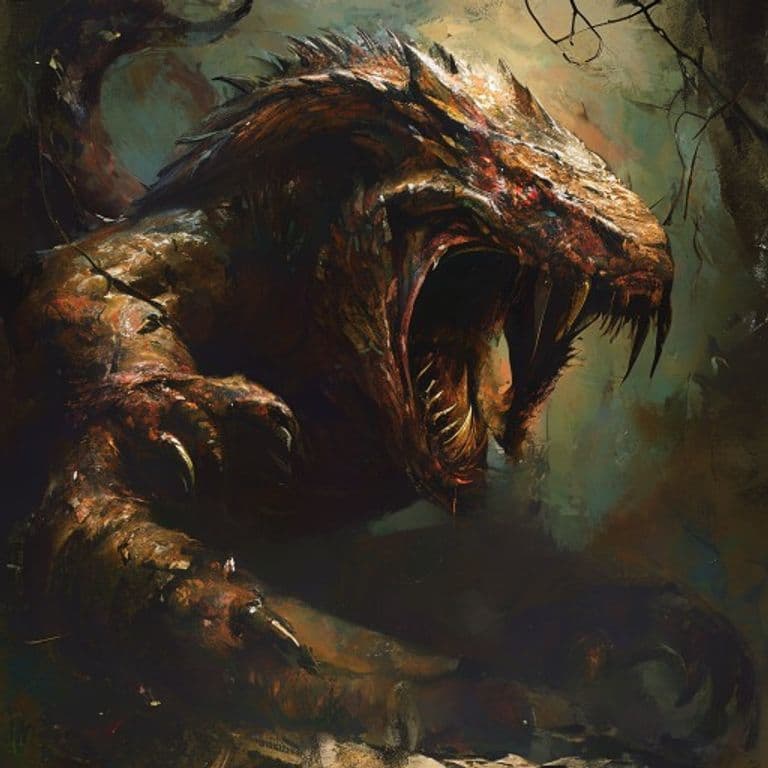 Accursed Guardian Naga — fantasy monster illustration