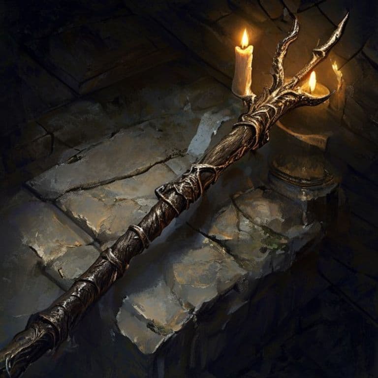 Elk Horn Rod — fantasy item illustration. Elk Horn Rod is a magic item (rod) of rare rarity.
