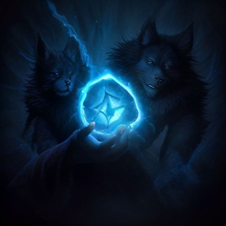 Call Shadow Mastiff — fantasy spell effect illustration. Call Shadow Mastiff is a 3rd-level conjuration available to Sorcerer, Warlock, Wizard.