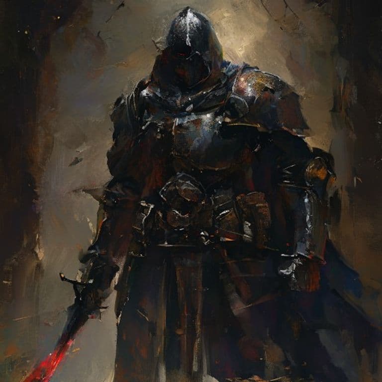 Black Knight Commander — fantasy monster illustration. Black Knight Commander is a medium humanoid (Challenge Rating 5).
