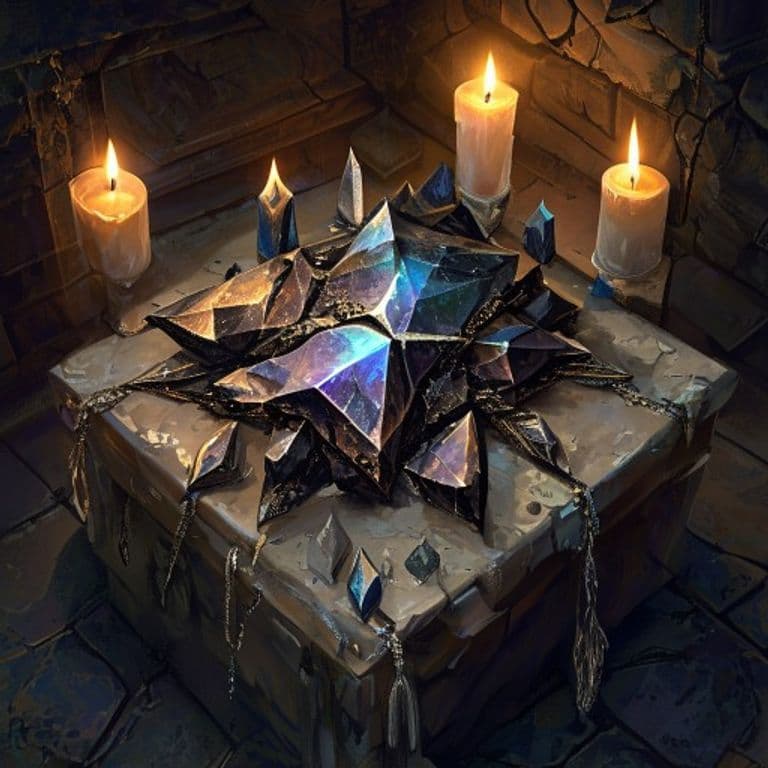 Ebon Shards — fantasy item illustration. Ebon Shards is a magic item (wondrous item) of very rare rarity.