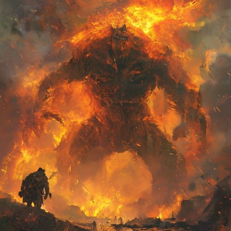 Giant, Firestorm — fantasy monster illustration