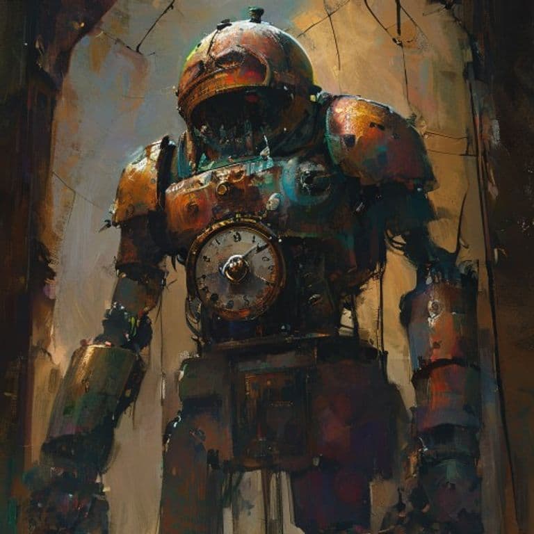 Clockwork Watchman — fantasy monster illustration