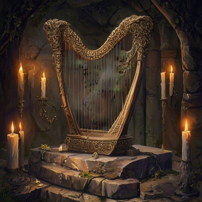 Skald's Harp — fantasy item illustration