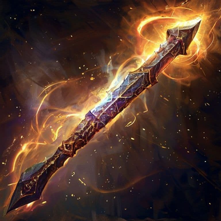 Champion’s Weapon — fantasy spell effect illustration. Champion’s Weapon is a 2nd-level conjuration.