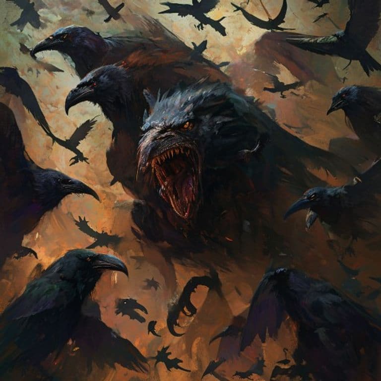Swarm of Ravens — fantasy monster illustration