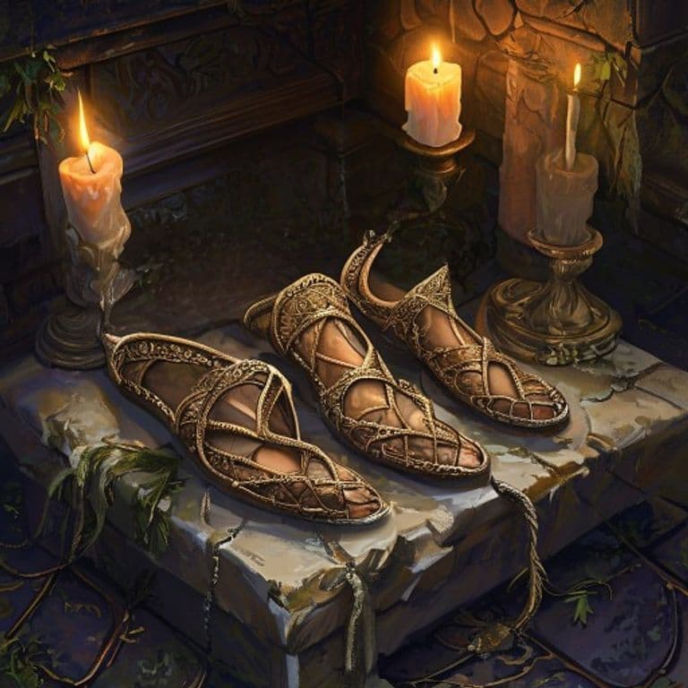 Serpentine Sandals — fantasy item illustration