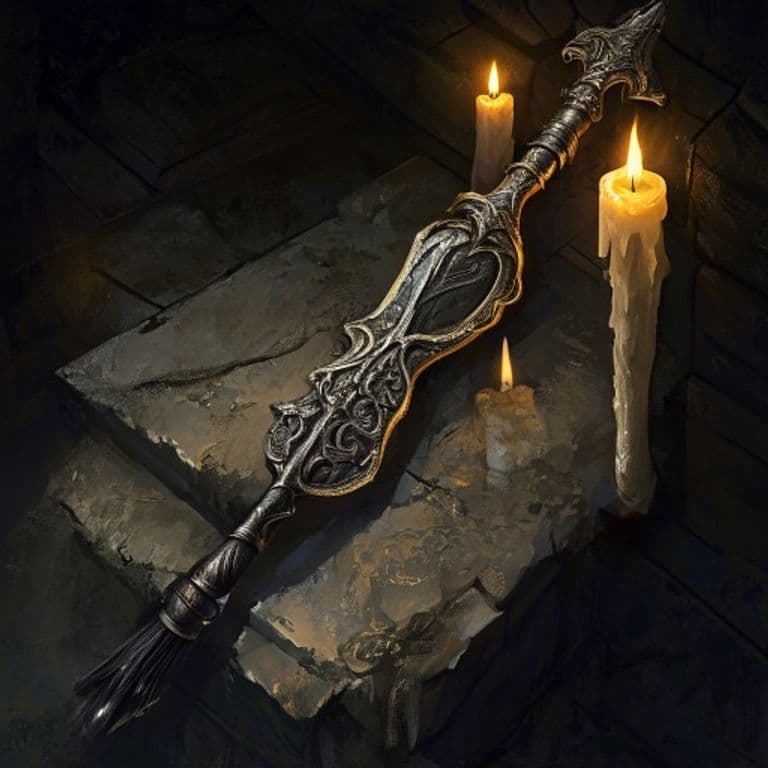 Ancient Broom — fantasy item illustration