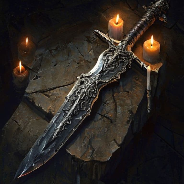 Exsanguinating Blade — fantasy item illustration. Exsanguinating Blade is a magic item (weapon) of rare rarity.