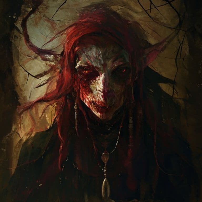 Blood Hag — fantasy monster illustration. Blood Hag is a medium fey (Challenge Rating 11).