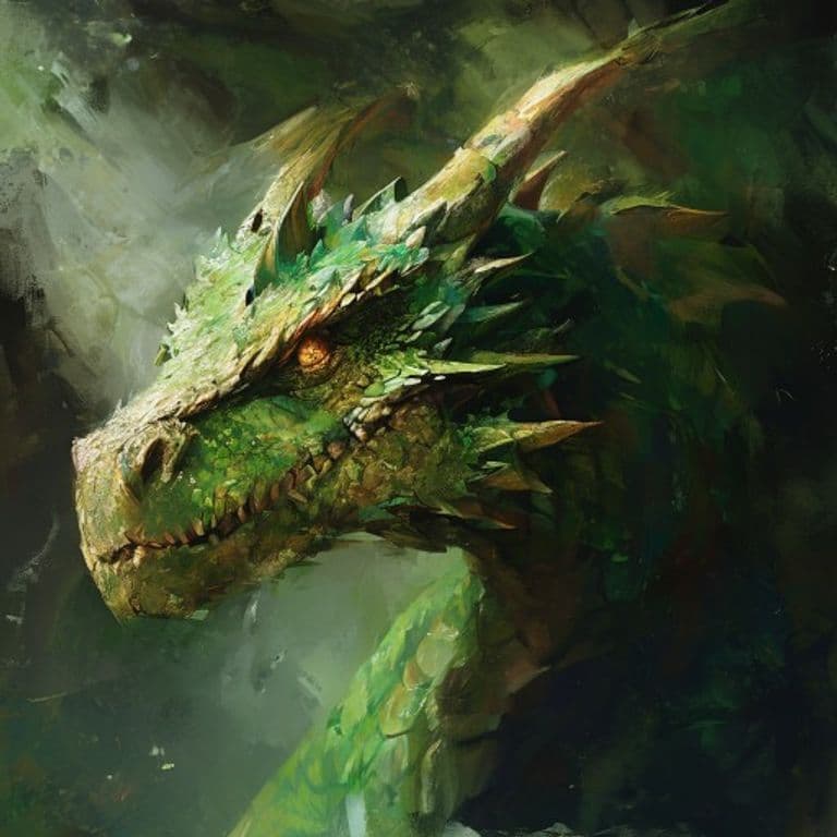 Green Dragon Wyrmling — fantasy monster illustration