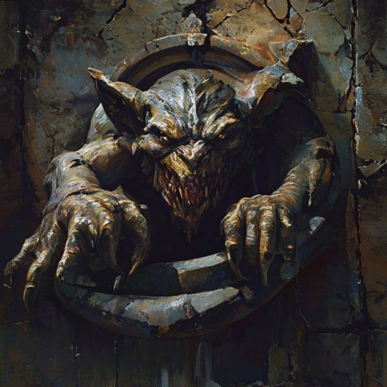 Drainpipe Gargoyle — fantasy monster illustration