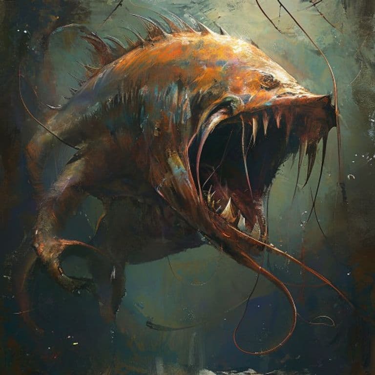 Angler Worm — fantasy monster illustration. Angler Worm is a huge monstrosity (Challenge Rating 4).
