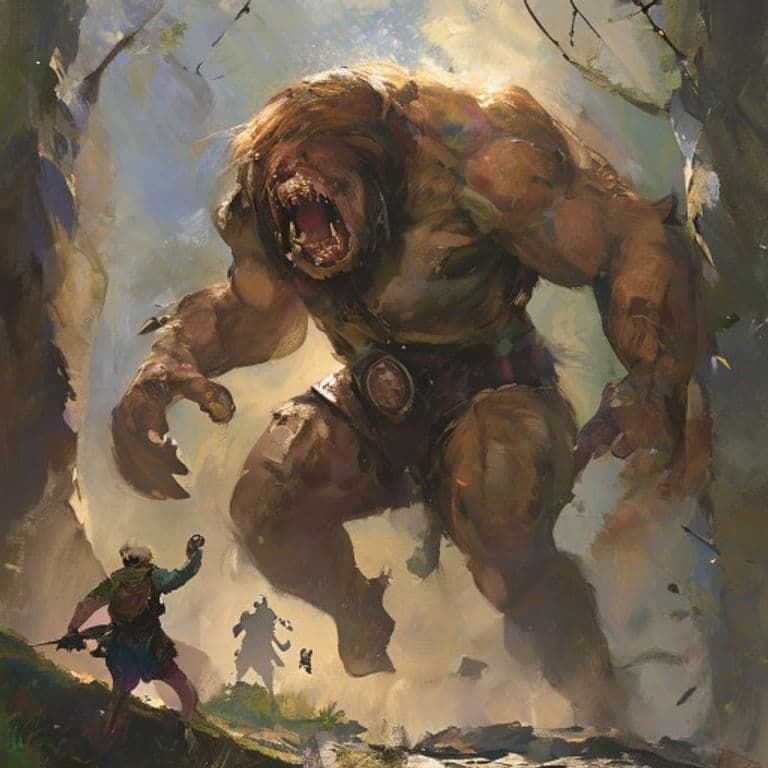 Giant Foe — fantasy feat illustration. Giant Foe is a feat (requires A Small or smaller race).