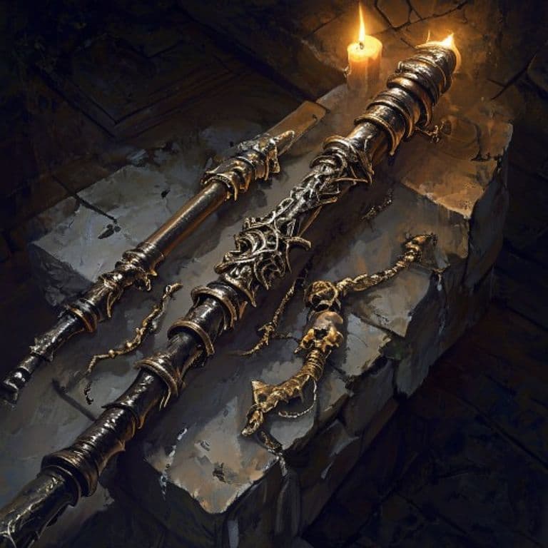 Rod of Swarming Skulls — fantasy item illustration