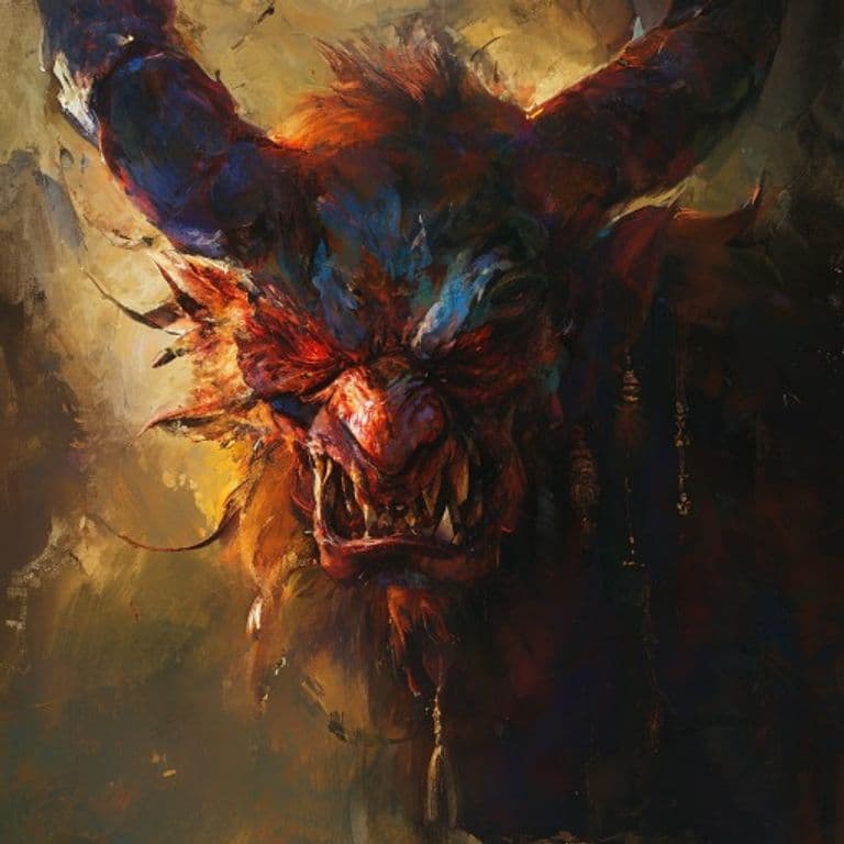Baliri Demon — fantasy monster illustration. Baliri Demon is a medium fiend (Challenge Rating 14).