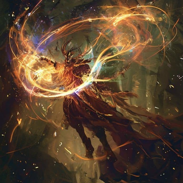 Wild Hunt — fantasy spell effect illustration. Wild Hunt is a 7th-level enchantment available to Druid, Sorceror, Warlock.