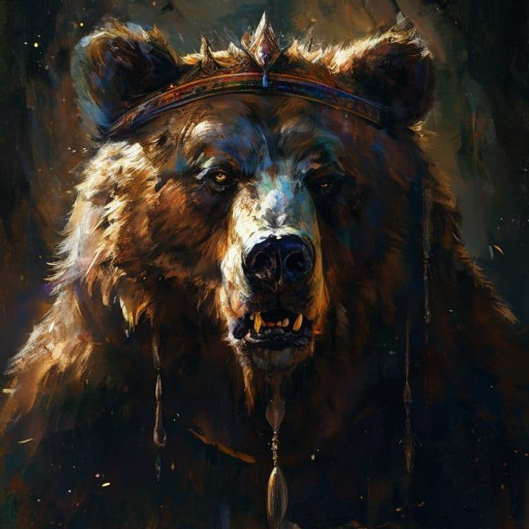 Bear King — fantasy monster illustration. Bear King is a medium fey (Challenge Rating 12).