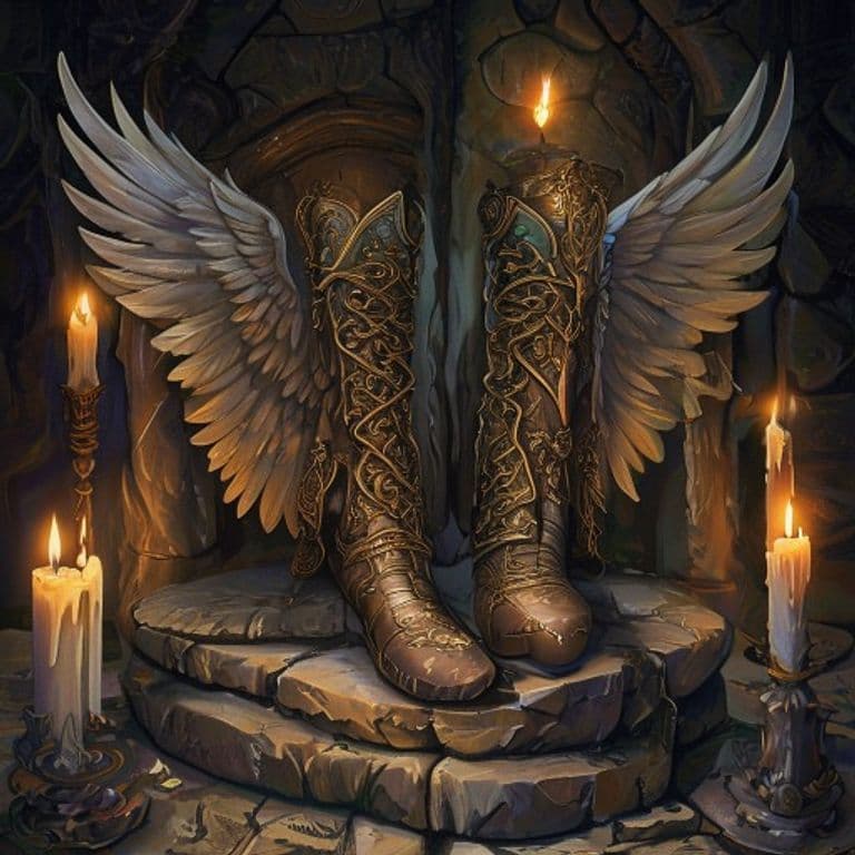 Winged Boots — fantasy item illustration