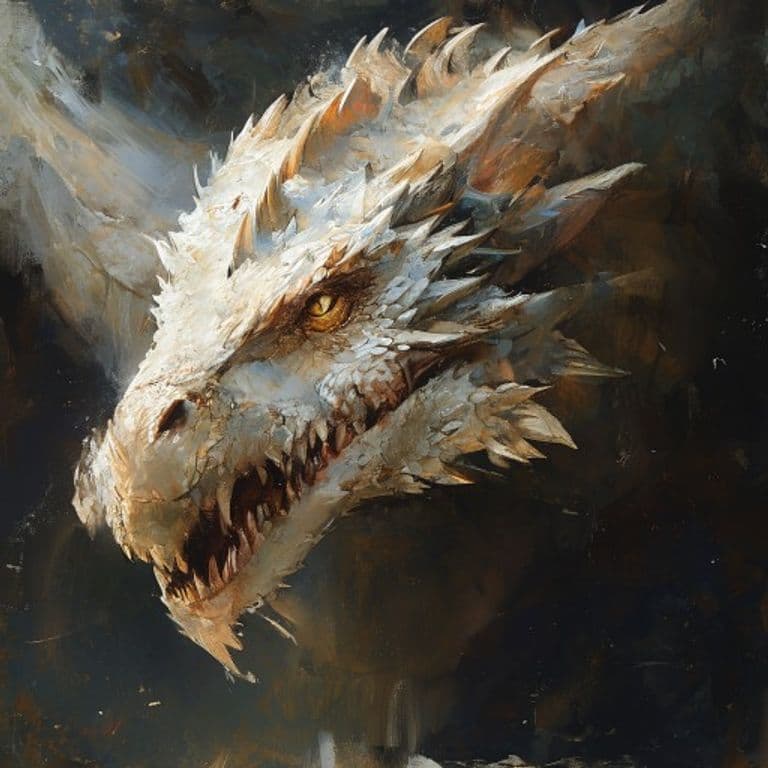 Young White Dragon — fantasy monster illustration