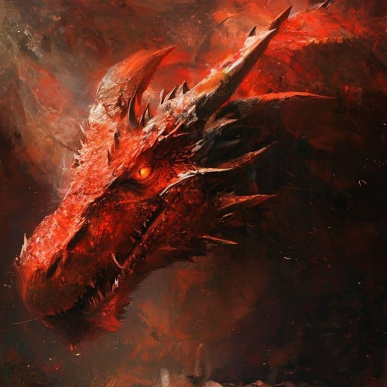 Ancient Red Dragon — fantasy monster illustration. Ancient Red Dragon is a gargantuan dragon (Challenge Rating 24).