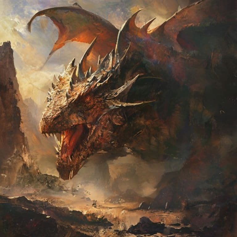 Ancient Wasteland Dragon — fantasy monster illustration. Ancient Wasteland Dragon is a gargantuan dragon (Challenge Rating 23).
