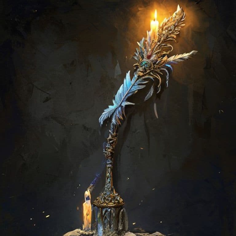 Staff of Feathers — fantasy item illustration