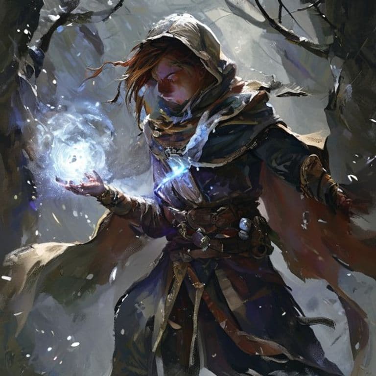 Rimecaster — fantasy feat illustration. Rimecaster is a feat (requires A race or background from a cold climate and the ability to cast at least one spell).