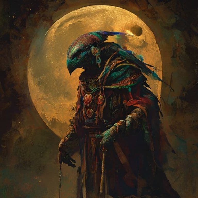 Cueyatl Moon Priest — fantasy monster illustration