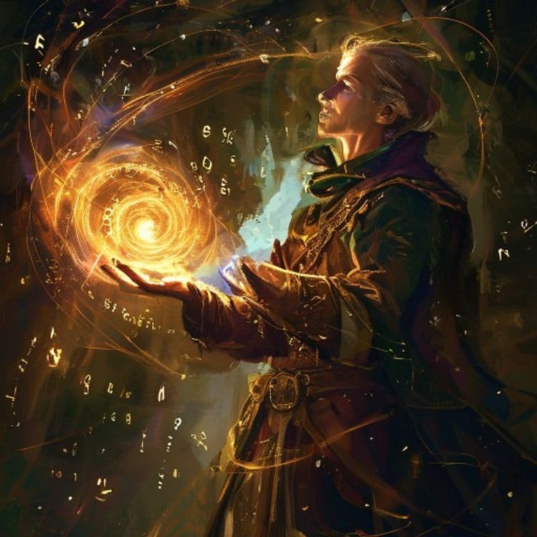 Trick Question — fantasy spell effect illustration. Trick Question is a 1st-level enchantment available to Bard, Druid, Sorcerer, Warlock, Wizard.