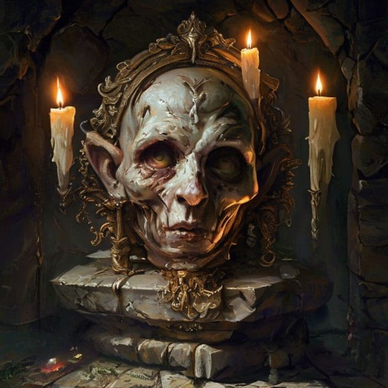 Preserved Imp’s Head — fantasy item illustration