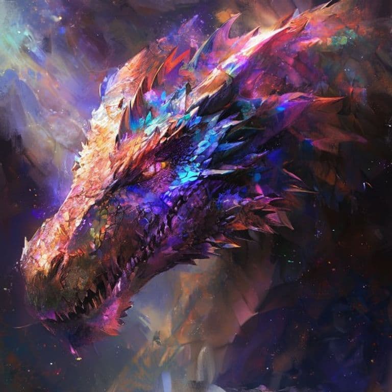 Dragon, Prismatic Young — fantasy monster illustration