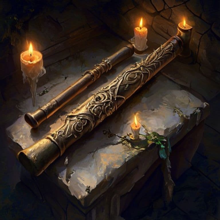 Flute of Saurian Summoning — fantasy item illustration