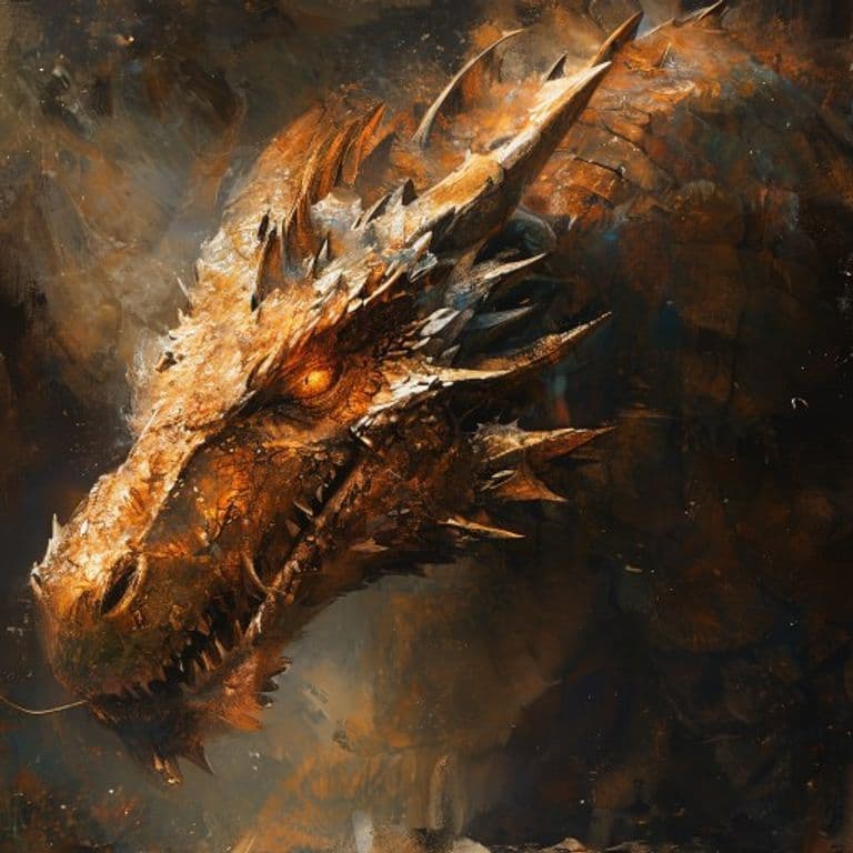Ancient Copper Dragon — fantasy monster illustration. Ancient Copper Dragon is a gargantuan dragon (Challenge Rating 21).