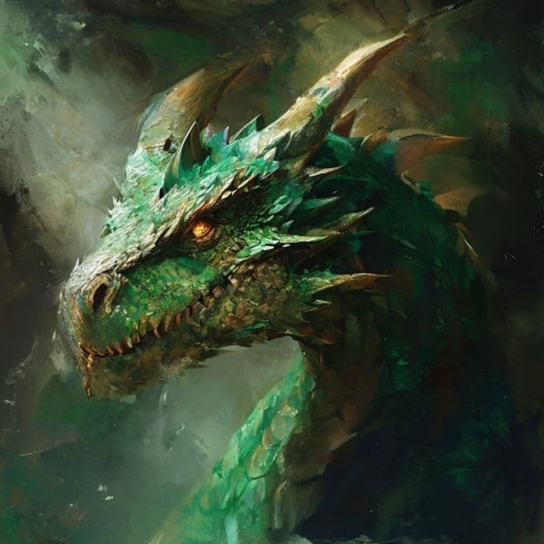 Emerald Dragon Wyrmling — fantasy monster illustration