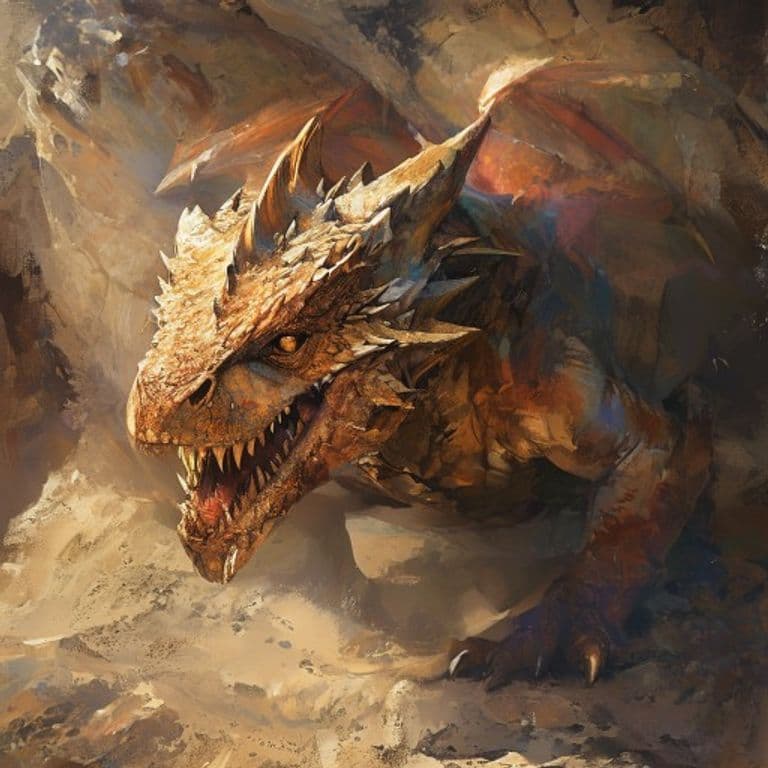 Dragon, Sand Wyrmling — fantasy monster illustration