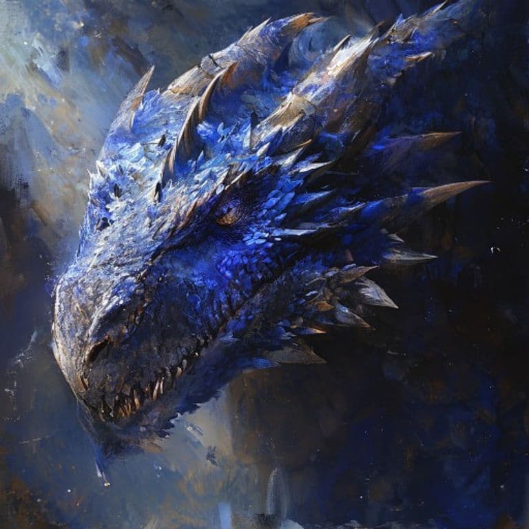Adult Sapphire Dragon — fantasy monster illustration. Adult Sapphire Dragon is a huge dragon (Challenge Rating 19).