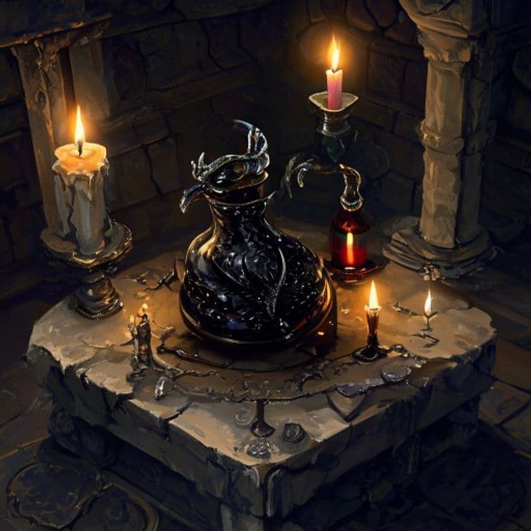Black Dragon Oil — fantasy item illustration