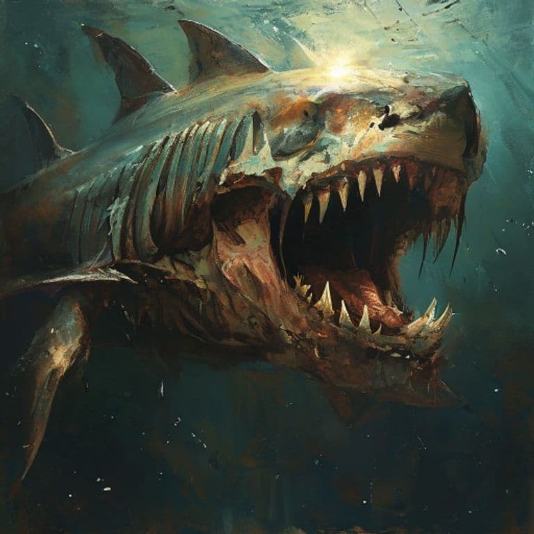 Sharkjaw Skeleton — fantasy monster illustration