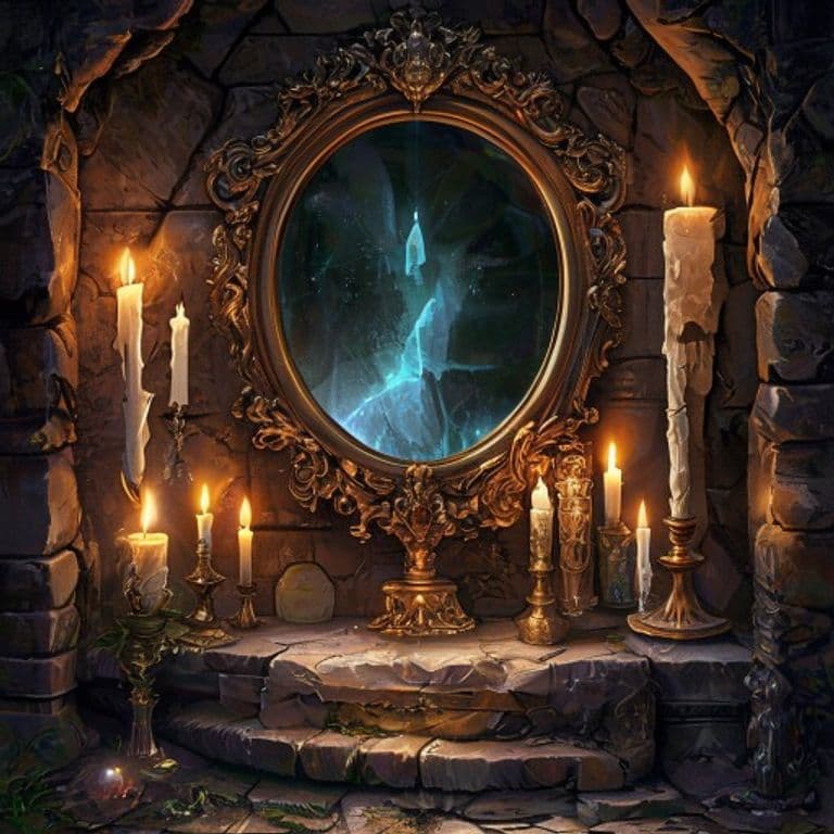 Trick Shot Mirror — fantasy item illustration