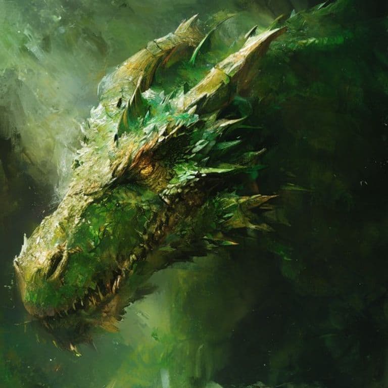 Ancient Green Dragon — fantasy monster illustration. Ancient Green Dragon is a gargantuan dragon (Challenge Rating 22).