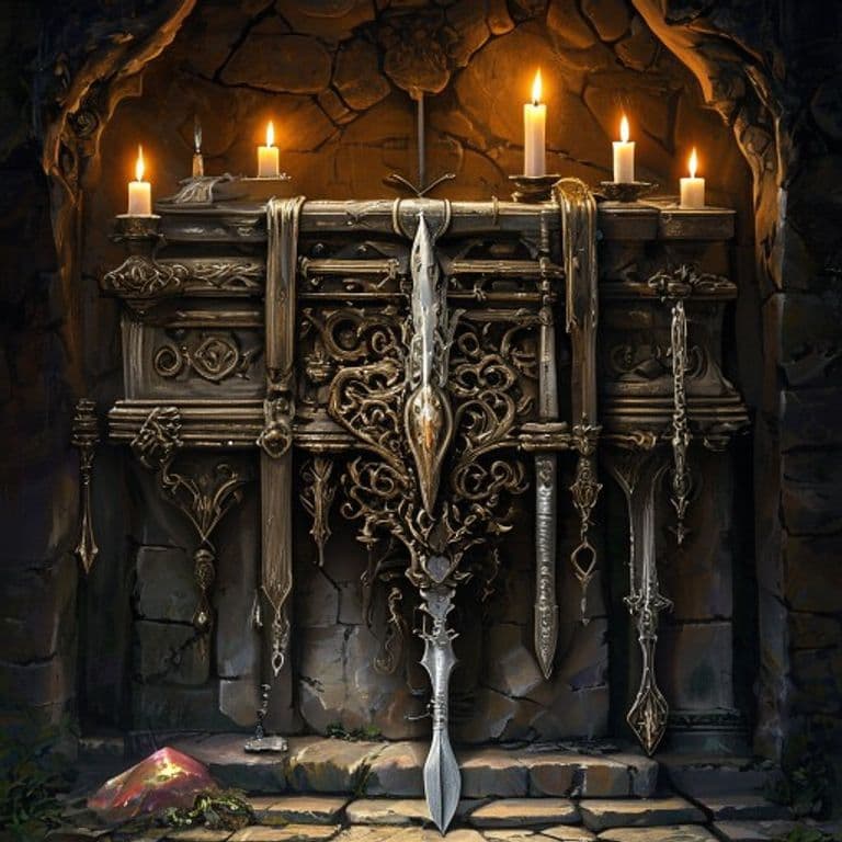 Hamper of Gwyddno Garanhir & Knife of Llawfrodedd the Horseman — fantasy item illustration