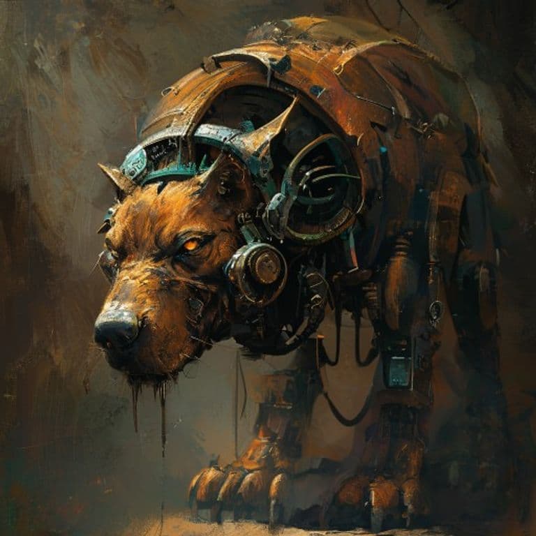 Clockwork Hound — fantasy monster illustration