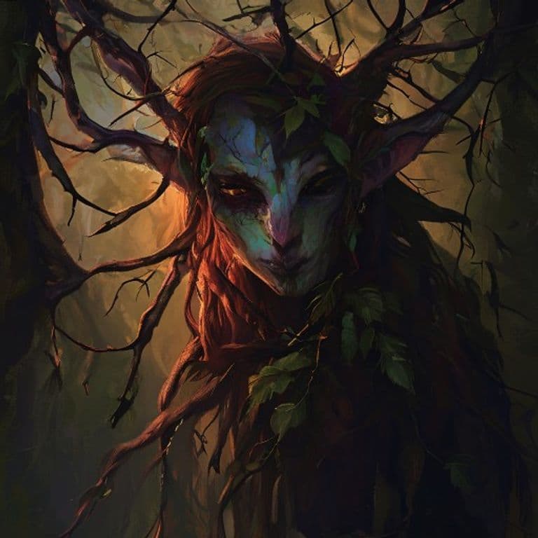Duskthorn Dryad — fantasy monster illustration