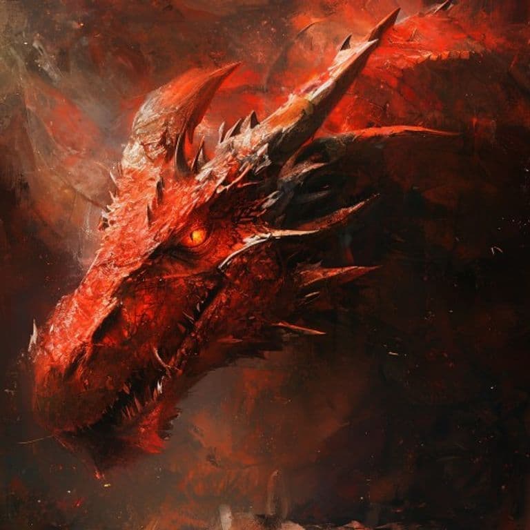 Ancient Red Dragon — fantasy monster illustration. Ancient Red Dragon is a gargantuan dragon (Challenge Rating 26).