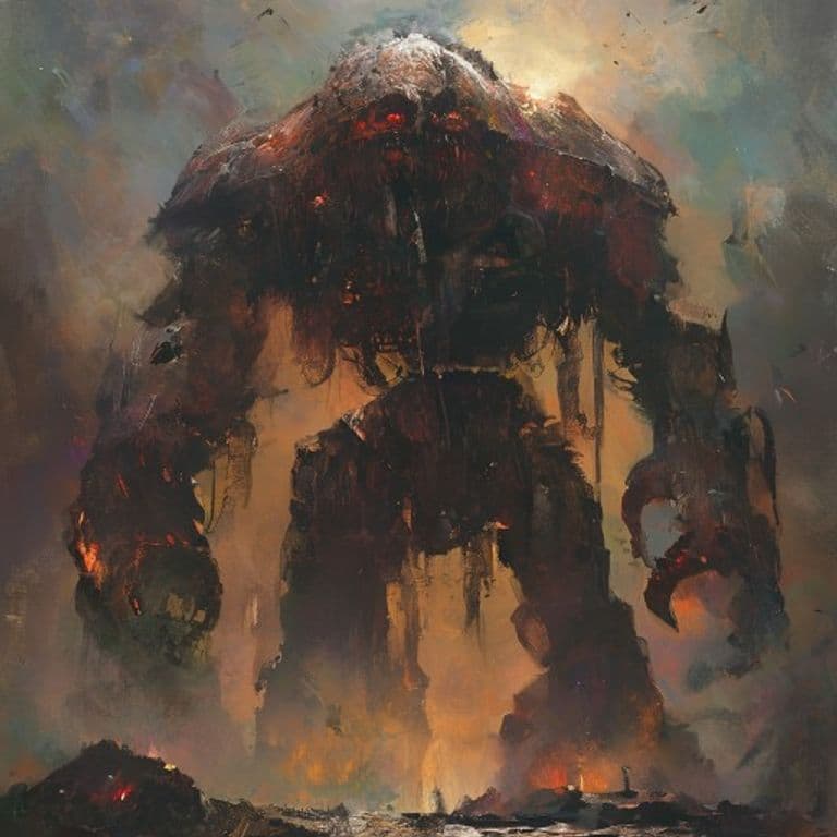 Doom Golem — fantasy monster illustration