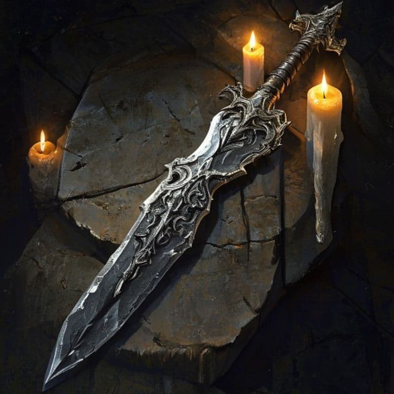 Moonsteel Weapon — fantasy item illustration