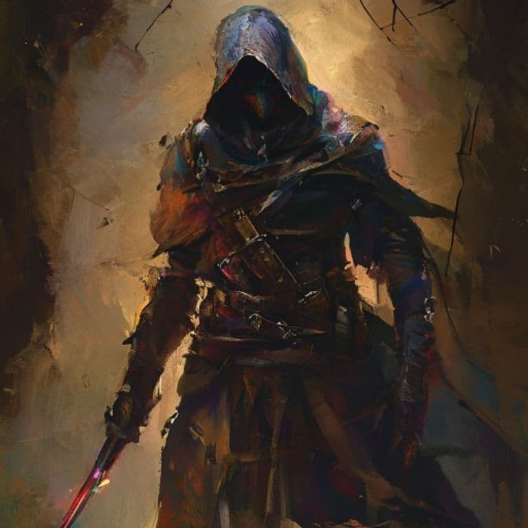 Assassin — fantasy monster illustration. Assassin is a medium humanoid (Challenge Rating 8).