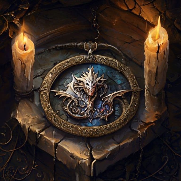 Locket of Dragon Vitality — fantasy item illustration
