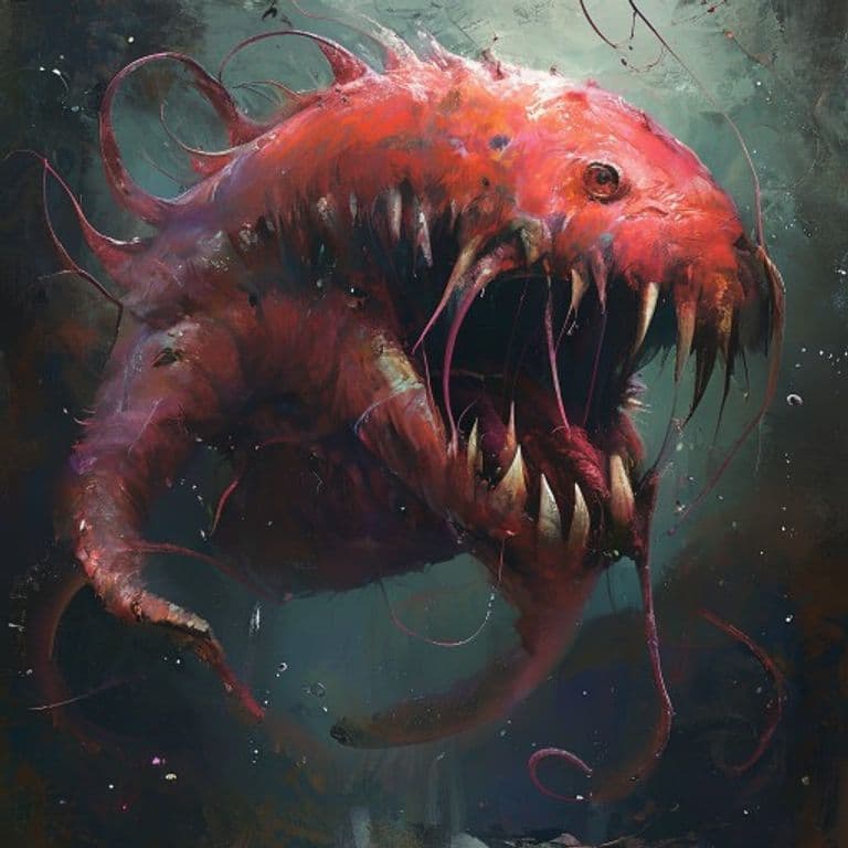 Pelagic Blush Worm — fantasy monster illustration